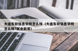 大连东软信息学院怎么样（大连东软信息学院怎么样?就业前景）