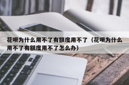 花呗为什么用不了有额度用不了（花呗为什么用不了有额度用不了怎么办）