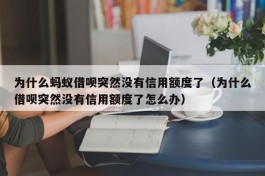 为什么蚂蚁借呗突然没有信用额度了（为什么借呗突然没有信用额度了怎么办）