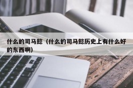 什么的司马懿（什么的司马懿历史上有什么好的东西啊）