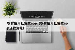 农村信用社贷款app（农村信用社贷款app还款流程）