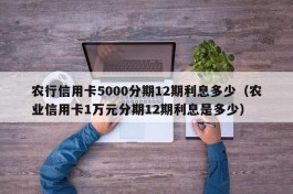 农行信用卡5000分期12期利息多少（农业信用卡1万元分期12期利息是多少）