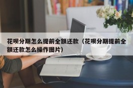 花呗分期怎么提前全额还款（花呗分期提前全额还款怎么操作图片）