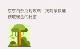 京东白条兑现攻略：找商家快速获取现金的秘密