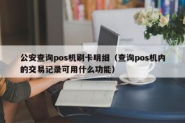 公安查询pos机刷卡明细（查询pos机内的交易记录可用什么功能）