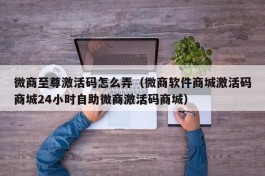 微商至尊激活码怎么弄（微商软件商城激活码商城24小时自助微商激活码商城）