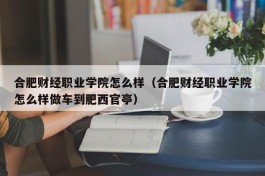 合肥财经职业学院怎么样（合肥财经职业学院怎么样做车到肥西官亭）