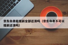 京东白条能提前全部还清吗（京东白条不可以提前还清吗）