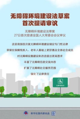 无障碍环境建设法草案首次提请审议专门立法保障残疾人老年人等权益