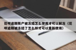 花呗逾期账户被冻结怎么使用才可以解冻（花呗逾期被冻结了怎么样才可以重新使用）