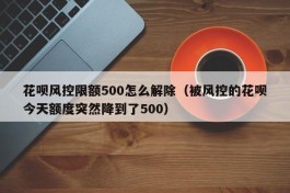 花呗风控限额500怎么解除（被风控的花呗今天额度突然降到了500）