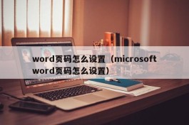 word页码怎么设置（microsoftword页码怎么设置）