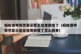 蚂蚁借呗突然显示暂无信用额度了（蚂蚁借呗突然显示暂无信用额度了怎么回事）