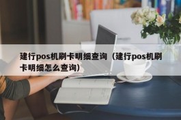 建行pos机刷卡明细查询（建行pos机刷卡明细怎么查询）