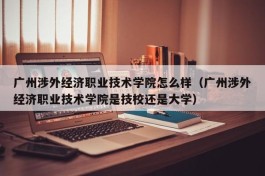 广州涉外经济职业技术学院怎么样（广州涉外经济职业技术学院是技校还是大学）