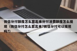 微信分付额度怎么套出来分付消费额度怎么提现（微信分付怎么套出来?微信分付可以提现吗?）