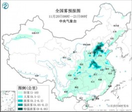 中央气象台：华北中南部等地有大雾天气