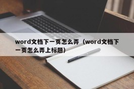 word文档下一页怎么弄（word文档下一页怎么弄上标题）