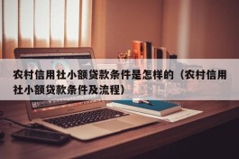 农村信用社小额贷款条件是怎样的（农村信用社小额贷款条件及流程）