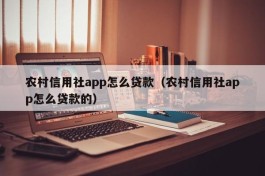 农村信用社app怎么贷款（农村信用社app怎么贷款的）