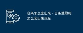 白条怎么套出来，京东白条受限制怎么套出来现金